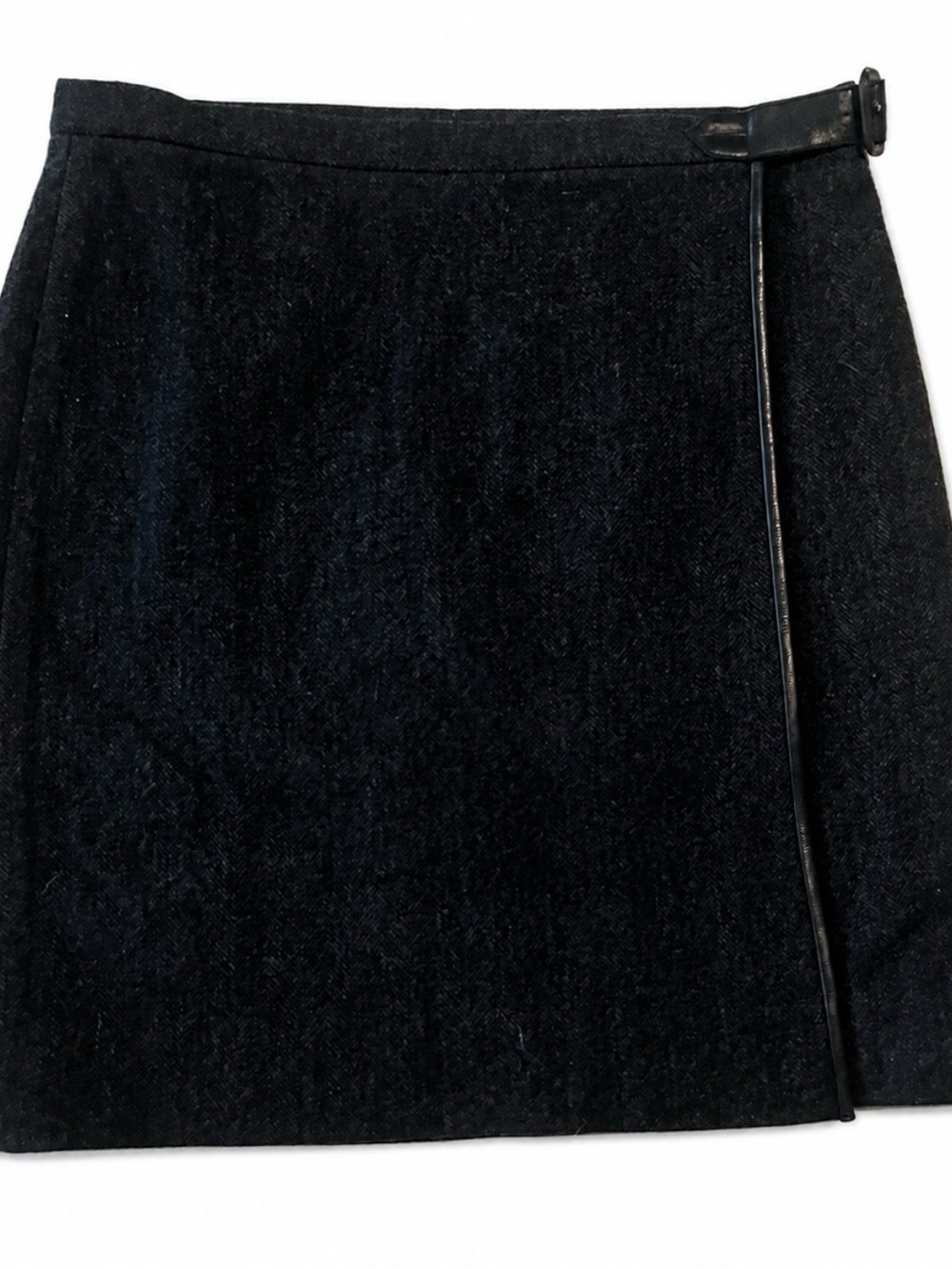 Ralph Lauren Blue Label Wool Herringbone Wrap Mini Skirt Size 4